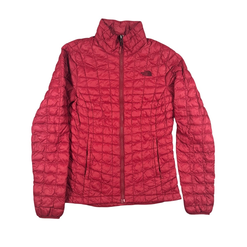 The North Face Jacket Womens S Red Thermoball Puffer Quilted PrimaLoft Full Zip